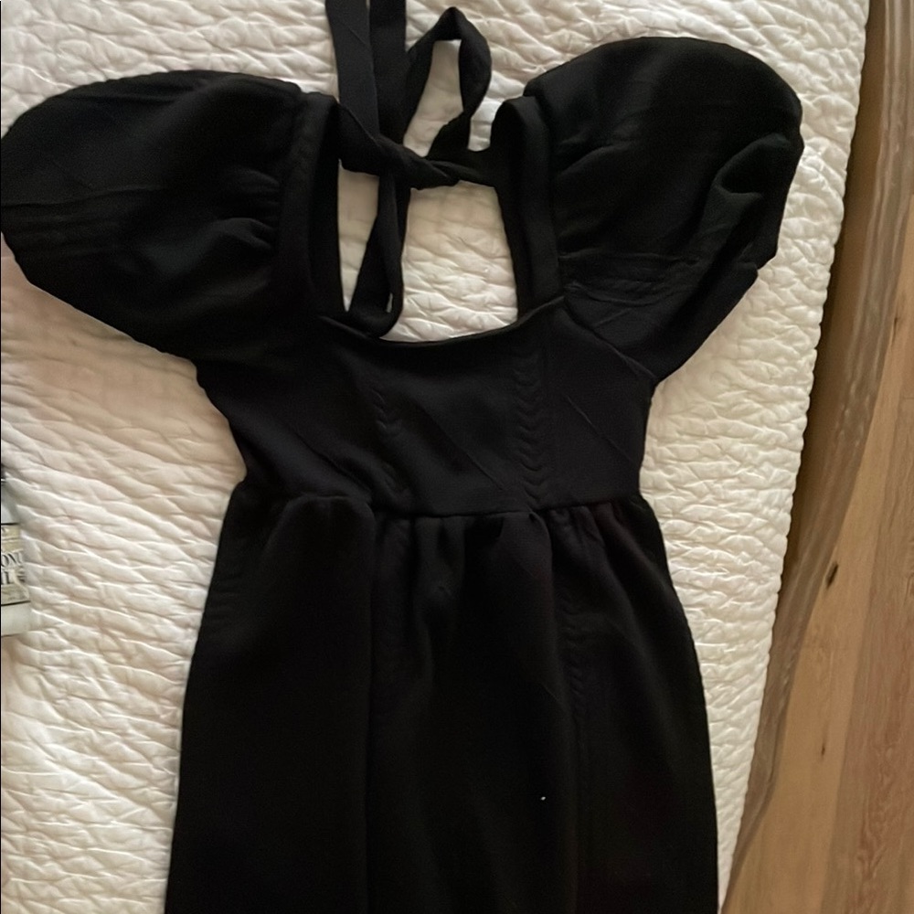 Elegant Black Puff Sleeve Dress size small